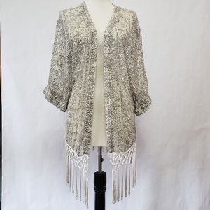 Hollister Women's Open Front Cardigan Lace Fringe